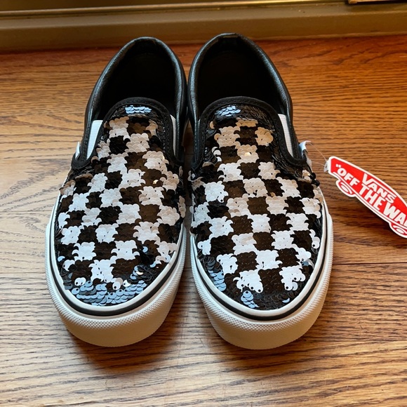 sequin checkered vans